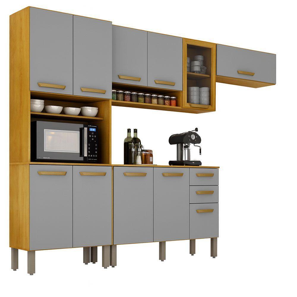 Cozinha Completa Athenas 10 Portas E Nichos Mobilihouse Cinamomo/cinza Acetinado - 5