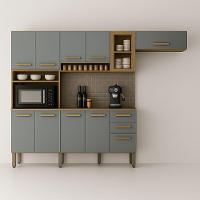 Cozinha Completa Athenas 10 Portas E Nichos Mobilihouse Cinamomo/cinza Acetinado - 1