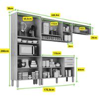 Cozinha Completa Athenas 10 Portas E Nichos Mobilihouse Cinamomo/cinza Acetinado - 3