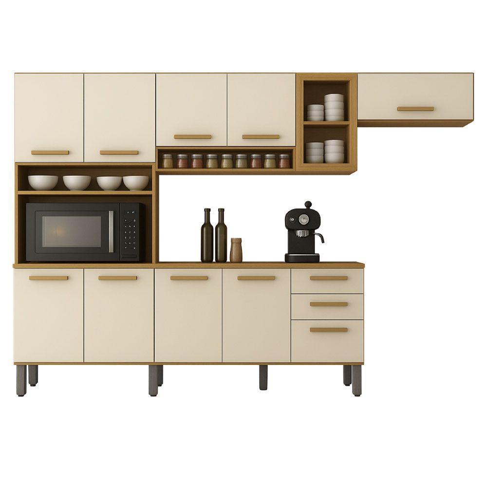 Cozinha Completa Athenas 10 Portas E Nichos Mobilihouse Cinamomo/off White Acetinado - 2