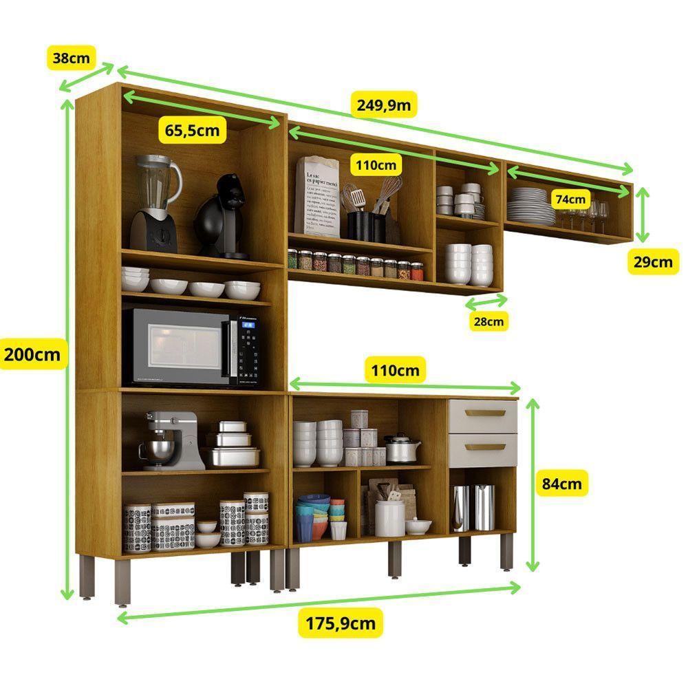 Cozinha Completa Athenas 10 Portas E Nichos Mobilihouse Cinamomo/off White Acetinado - 3