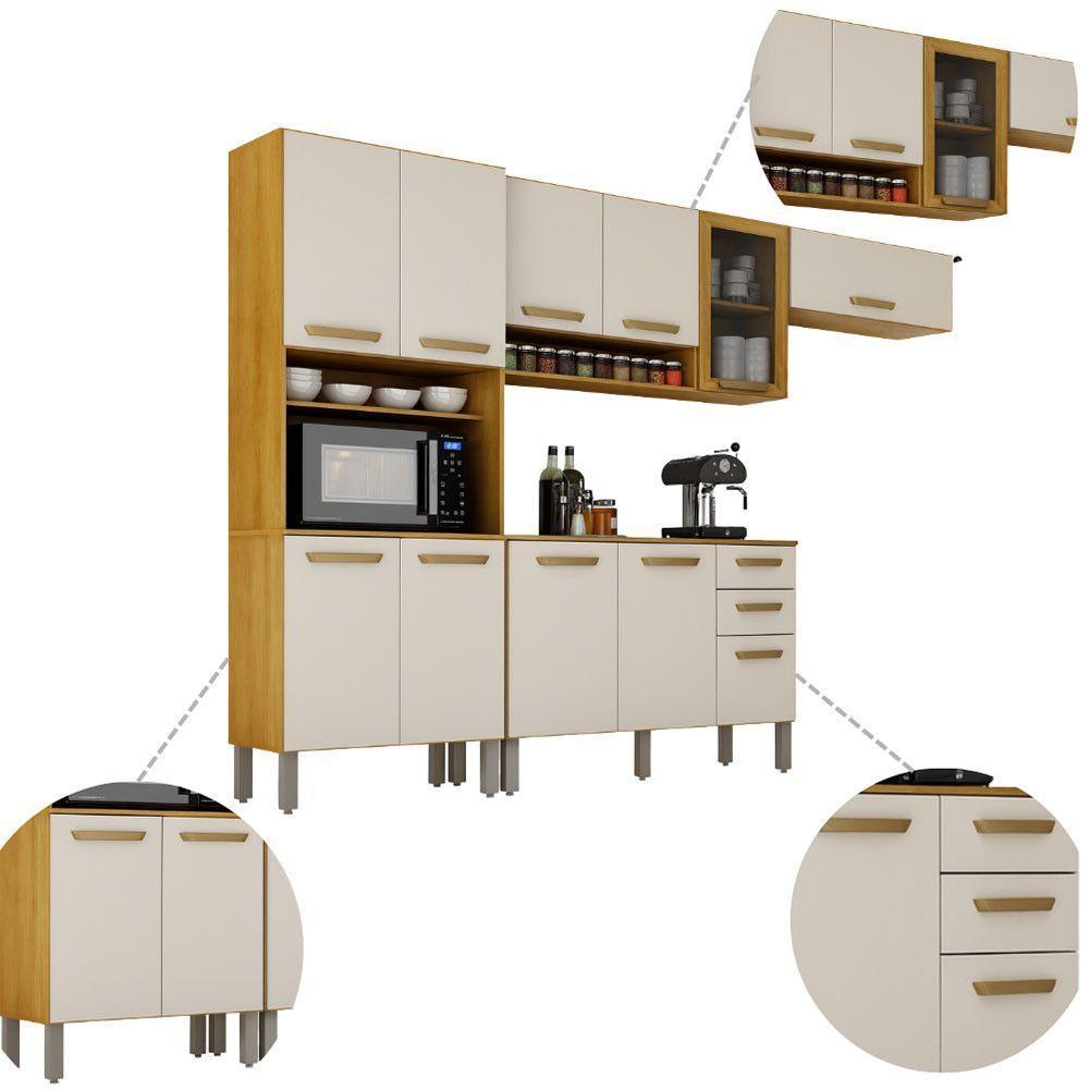 Cozinha Completa Athenas 10 Portas E Nichos Mobilihouse Cinamomo/off White Acetinado - 7