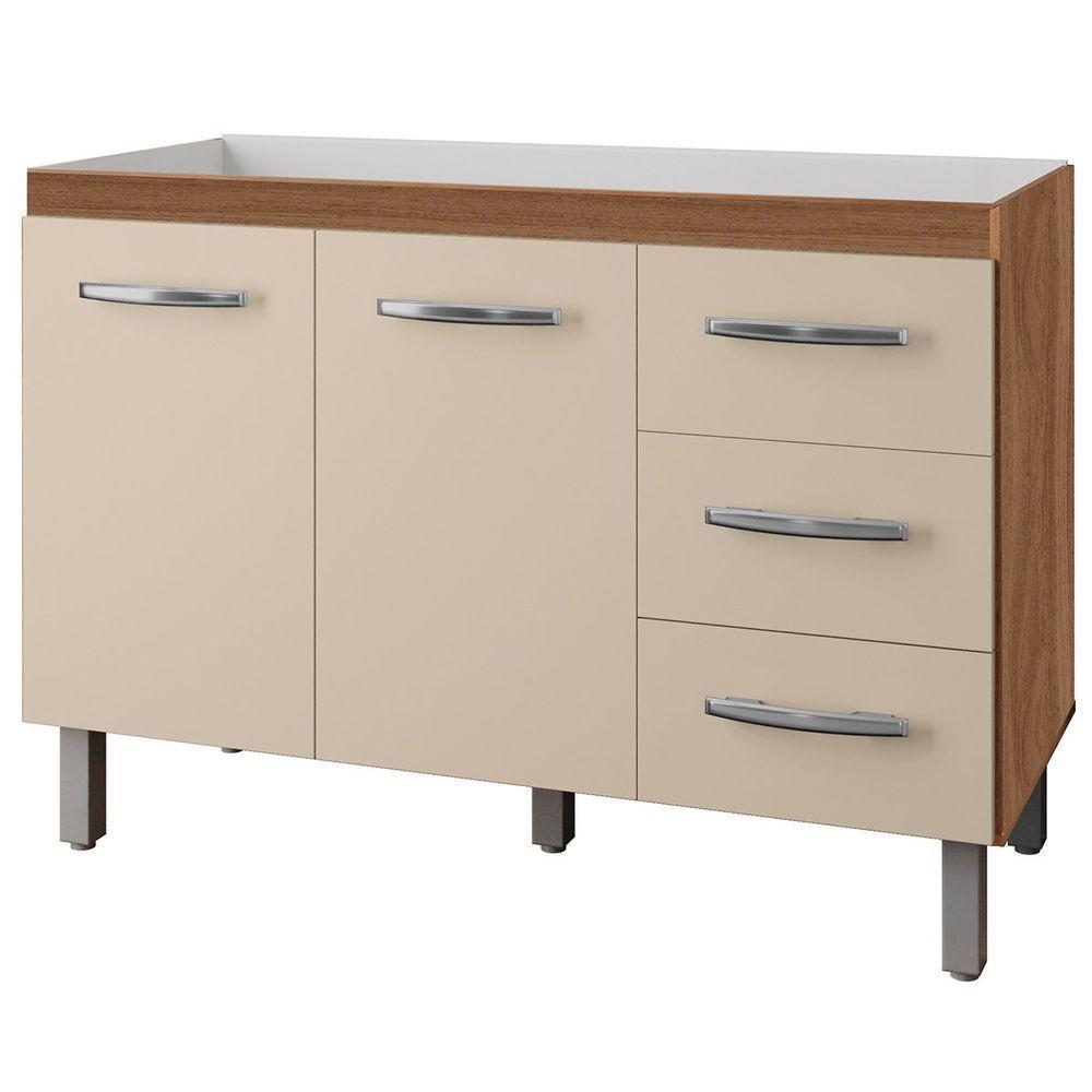 Balcão Para Pia 2 Portas E Armário Aéreo 4 Portas Porto Off White/savana - 2