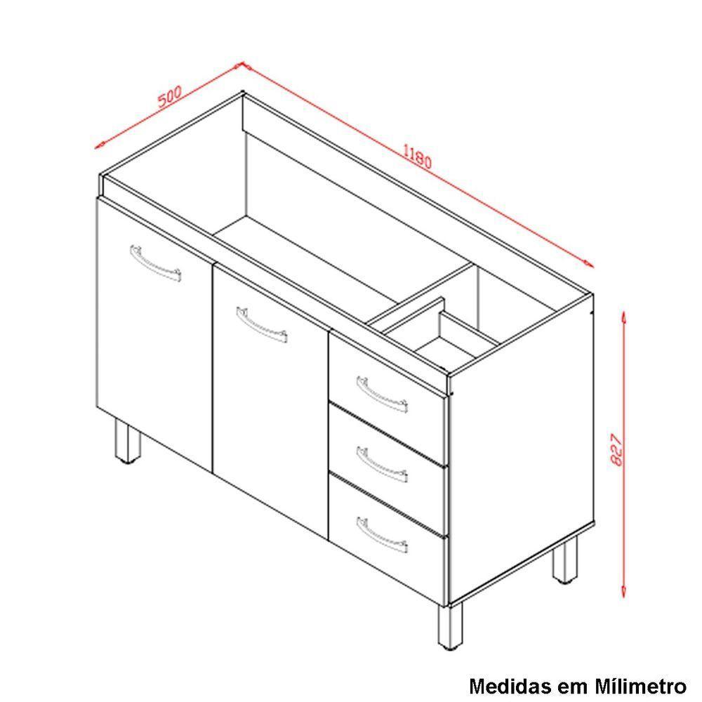 Balcão Para Pia 2 Portas E Armário Aéreo 4 Portas Porto Off White/savana - 6
