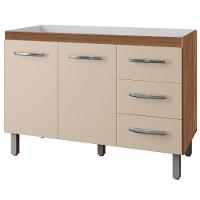 Balcão Para Pia 2 Portas E Armário Aéreo 4 Portas Porto Off White/savana - 2