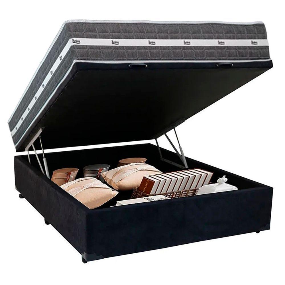 Cama Box Baú Casal Suede + Colchão Anjos Black Graphite Molas Ensacadas 138x188x64cm Cor:preto - 7