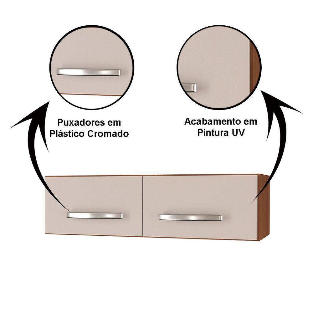 Balcão Cozinha 3 Portas E Armário Aéreo 2 Portas Maia Savana / Off White - 5