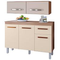 Balcão Cozinha 3 Portas E Armário Aéreo 2 Portas Maia Savana / Off White - 1