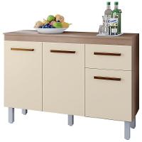 Balcão Cozinha 3 Portas E Armário Aéreo 2 Portas Maia Savana / Off White - 2