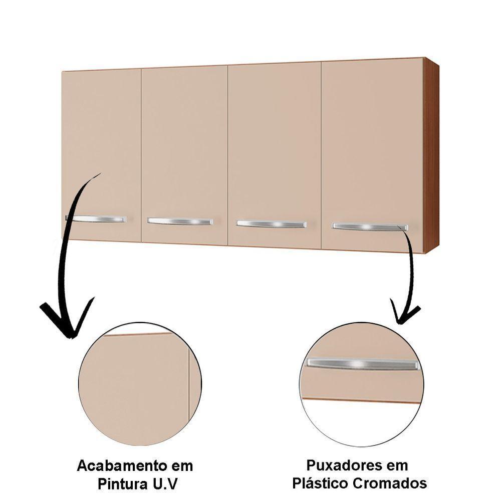 Balcão Multiuso 2 Portas E Armário Aéreo 4 Portas Taina Savana / Off White - 5