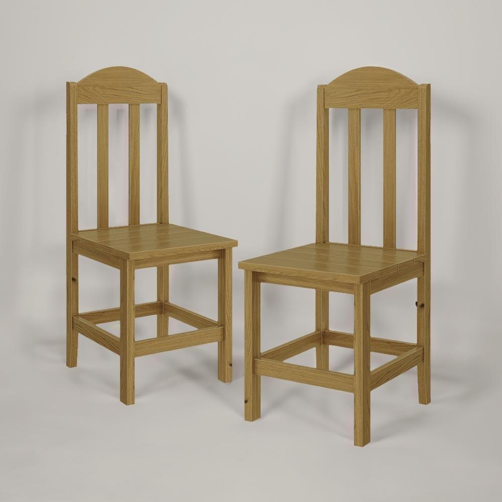 Kit Com 2 Cadeiras De Jantar Madeira Maciça Safira - Nogueira Sem Estofado - 2