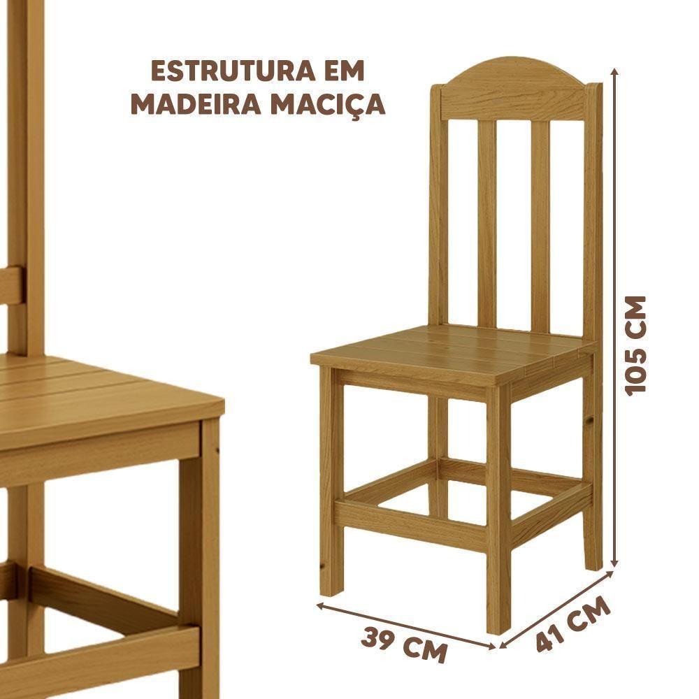 Kit Com 2 Cadeiras De Jantar Madeira Maciça Safira - Nogueira Sem Estofado - 3