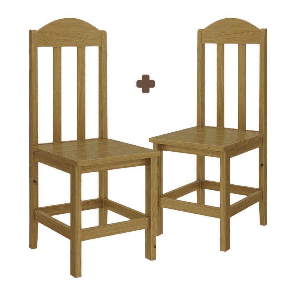 Kit Com 2 Cadeiras De Jantar Madeira Maciça Safira - Nogueira Sem Estofado - 4