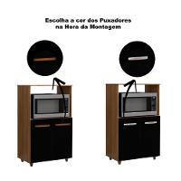 Balcão Multiuso Para Cozinha Micro-ondas 2 Portas Taiane Savana / Preto - 5