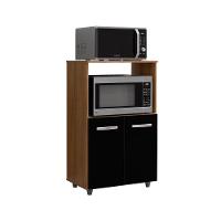 Balcão Multiuso Para Cozinha Micro-ondas 2 Portas Taiane Savana / Preto - 6
