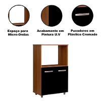 Balcão Multiuso Para Cozinha Micro-ondas 2 Portas Taiane Savana / Preto - 7