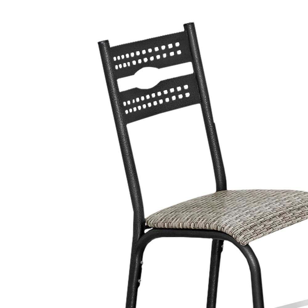 Kit 2 Cadeiras De Aço Com Assento Estofado Luna - Preto E Manteiga - 3