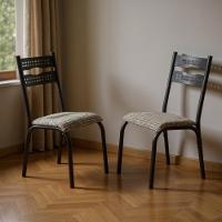 Kit 2 Cadeiras De Aço Com Assento Estofado Luna - Preto E Manteiga - 1