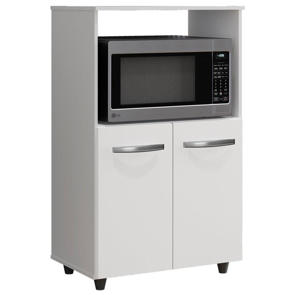 Balcão Multiuso 2 Portas E Armário Aéreo 2 Portas Nina Branco - 2