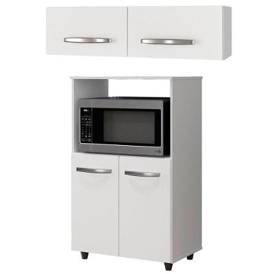 Balcão Multiuso 2 Portas E Armário Aéreo 2 Portas Nina Branco