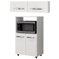 Balcão Multiuso 2 Portas E Armário Aéreo 2 Portas Nina Branco - 1