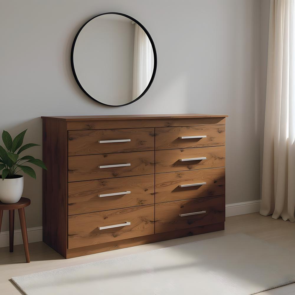 Cômoda Grande Para Quarto 8 Gavetas Madeirada - Capuccino Wood - 1