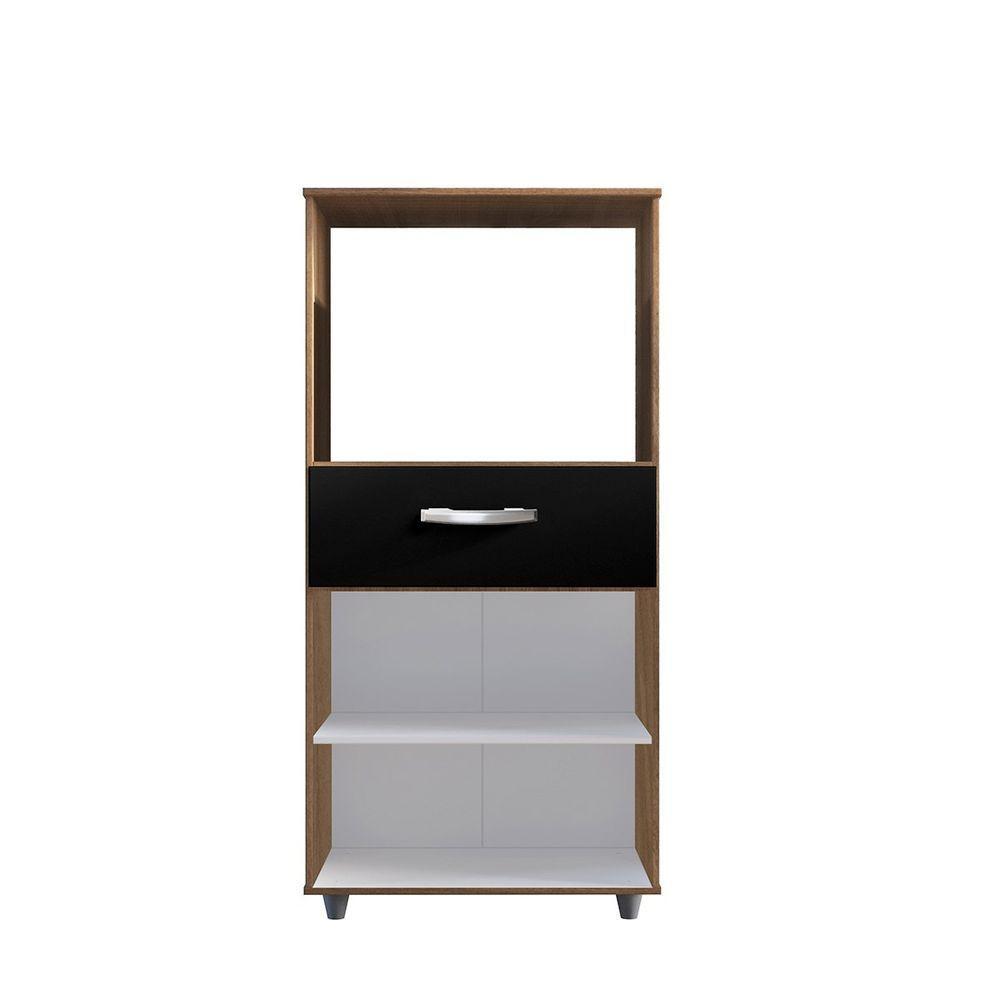 Balcão Multiuso Para Micro-ondas 2 Portas 1 Gaveta Nalu Savana / Preto - 2