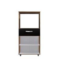 Balcão Multiuso Para Micro-ondas 2 Portas 1 Gaveta Nalu Savana / Preto - 2