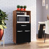 Balcão Multiuso Para Micro-ondas 2 Portas 1 Gaveta Nalu Savana / Preto - 6