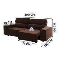 Sofá Retrátil Reclinável 3 Lugares 5 Posições Veludo Sala - Marrom Bombom - 3