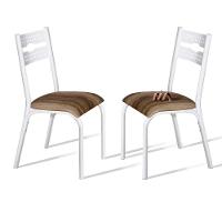 Kit 2 Cadeiras De Aço Com Assento Estofado Luna - Branco E Capuccino - 2
