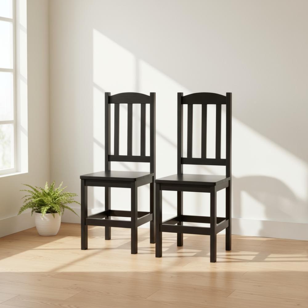 Kit 2 Cadeiras Em Madeira Maciça Reforçada Diamante - Preto Sem Estofado - 1