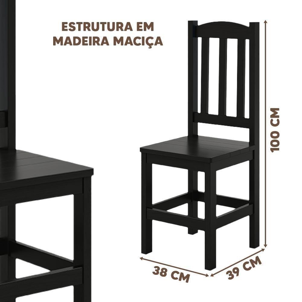 Kit 2 Cadeiras Em Madeira Maciça Reforçada Diamante - Preto Sem Estofado - 4