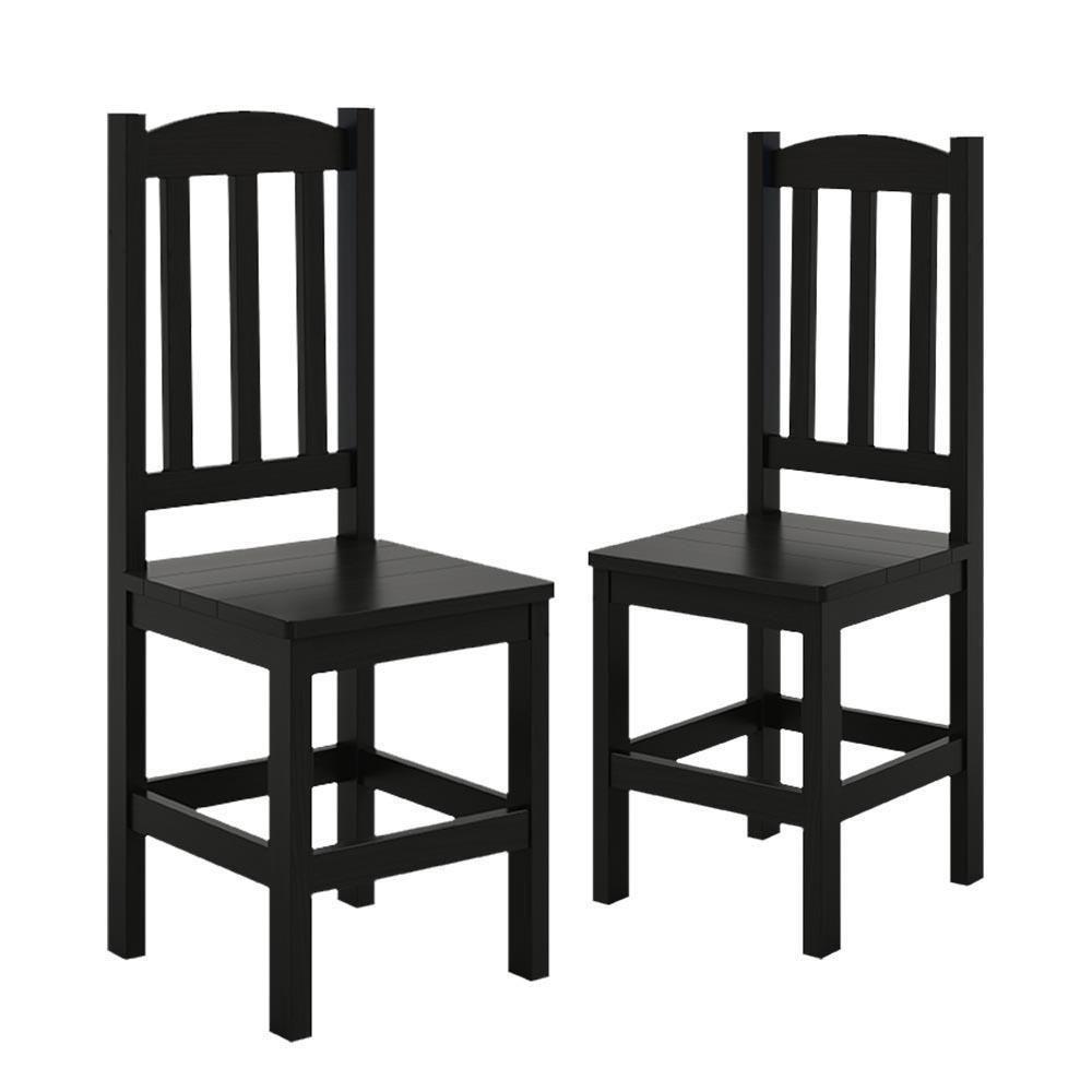 Kit 2 Cadeiras Em Madeira Maciça Reforçada Diamante - Preto Sem Estofado - 6