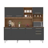 Cozinha Completa 8 Portas Armário E Balcão C/ Pés Reguláveis - Mel/grafite - 2