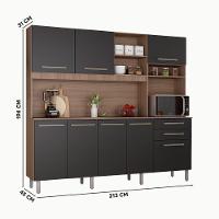 Cozinha Completa 8 Portas Armário E Balcão C/ Pés Reguláveis - Mel/grafite - 4