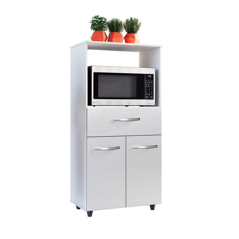 Balcão Multiuso Para Micro-ondas 2 Portas 1 Gaveta Nalu Branco - 1