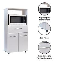 Balcão Multiuso Para Micro-ondas 2 Portas 1 Gaveta Nalu Branco - 3
