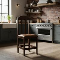 Kit Com 2 Cadeiras De Jantar Madeira Maciça Safira - Castanho Com Estofado Marrom - 1