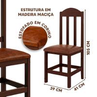 Kit Com 2 Cadeiras De Jantar Madeira Maciça Safira - Castanho Com Estofado Marrom - 3