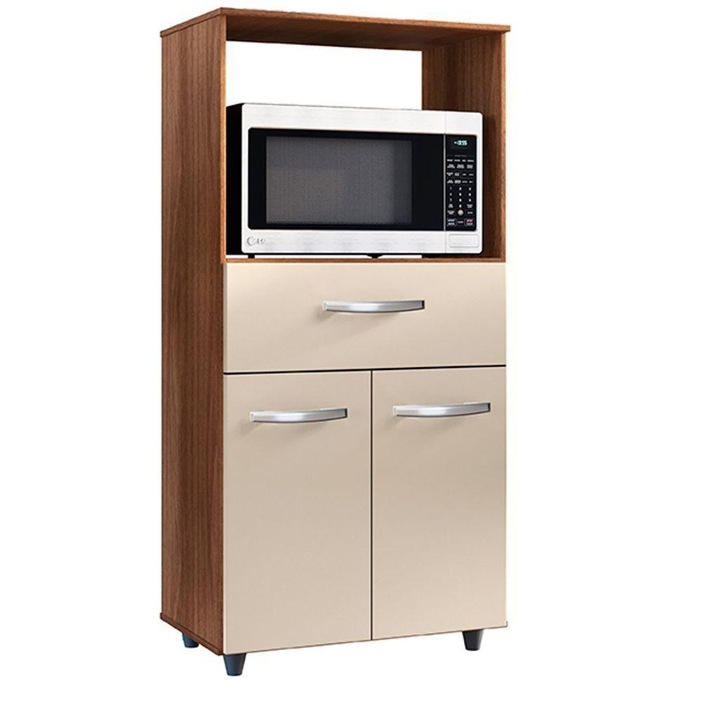 Balcão Multiuso 2 Portas E Armário Aéreo 4 Portas Leila Savana / Off White - 3