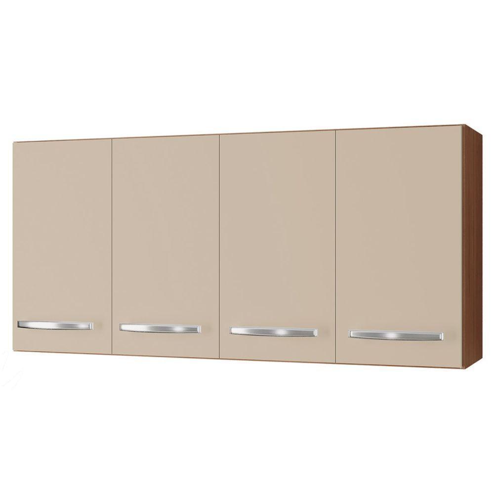 Balcão Multiuso 2 Portas E Armário Aéreo 4 Portas Leila Savana / Off White - 4