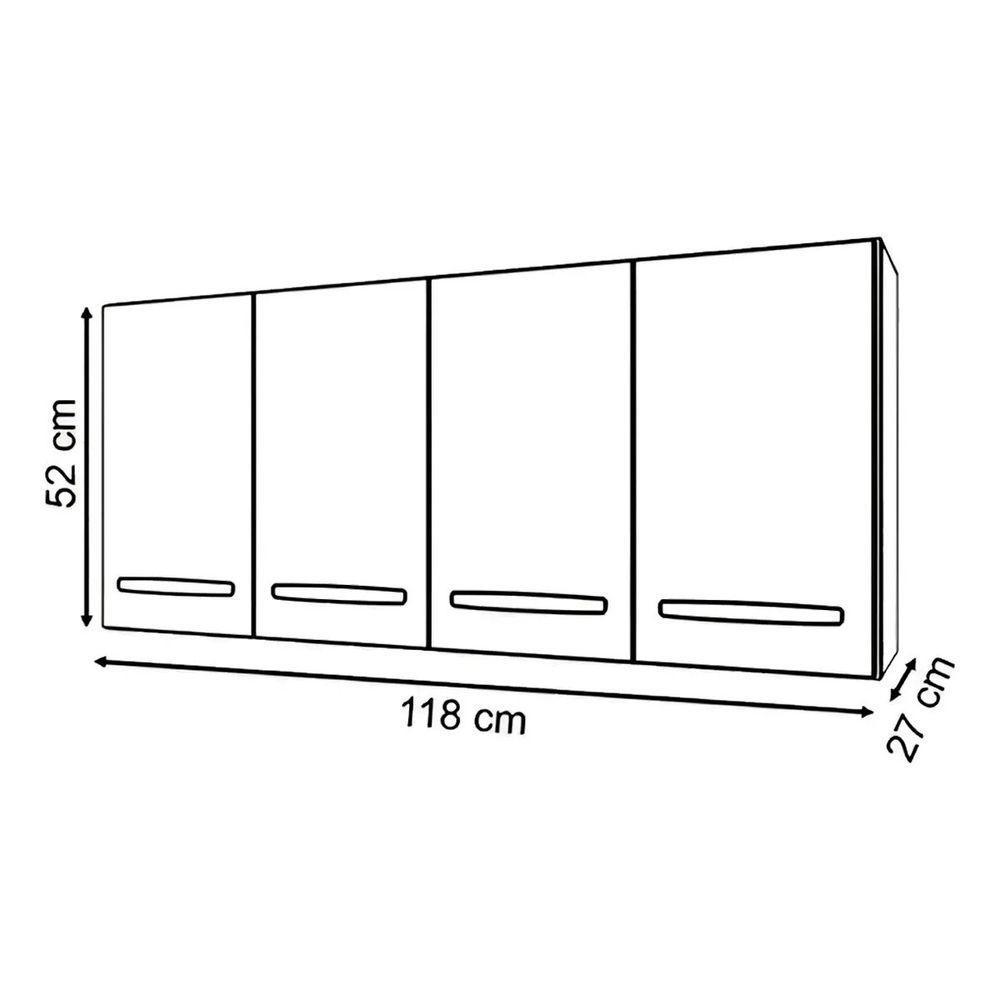 Balcão Multiuso 2 Portas E Armário Aéreo 4 Portas Leila Savana / Off White - 7