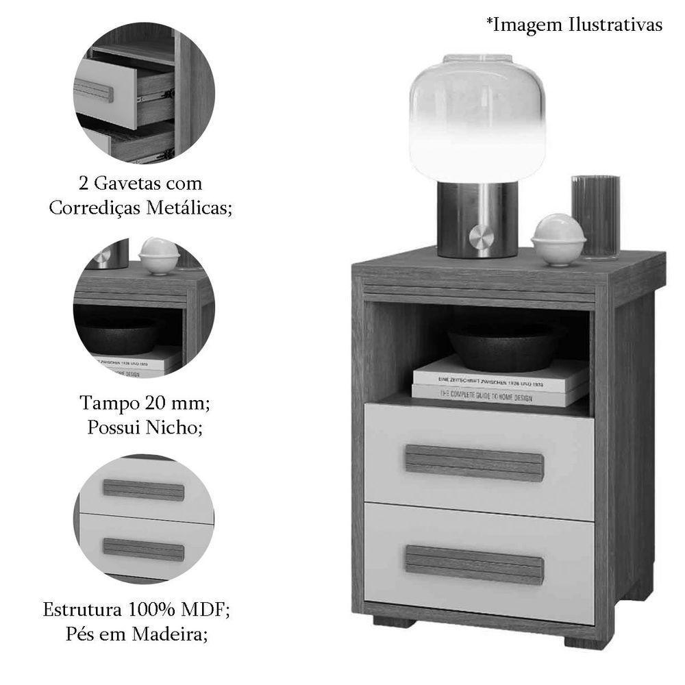 Kit 2 Mesas De Cabeceira Pés Madeira 2 Gavs Tóquio 100% Mdf Legno - 4