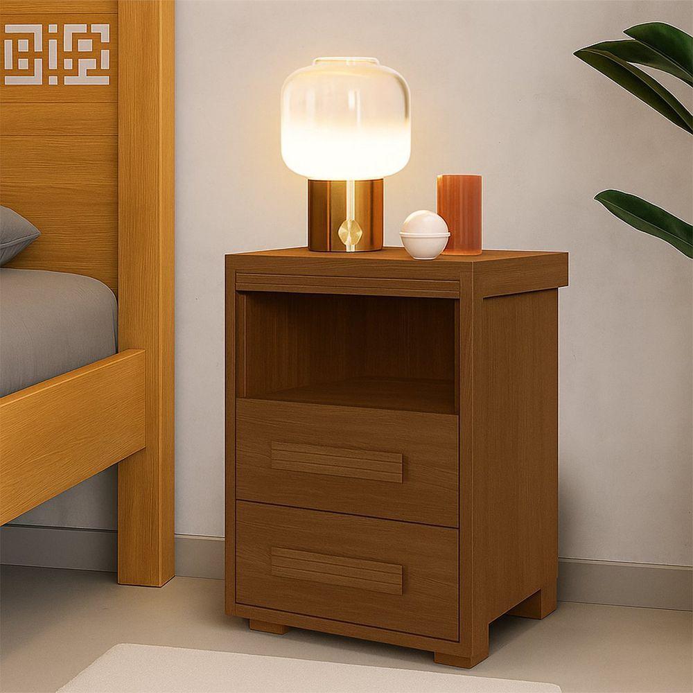 Kit 2 Mesas De Cabeceira Pés Madeira 2 Gavs Tóquio 100% Mdf Legno - 5
