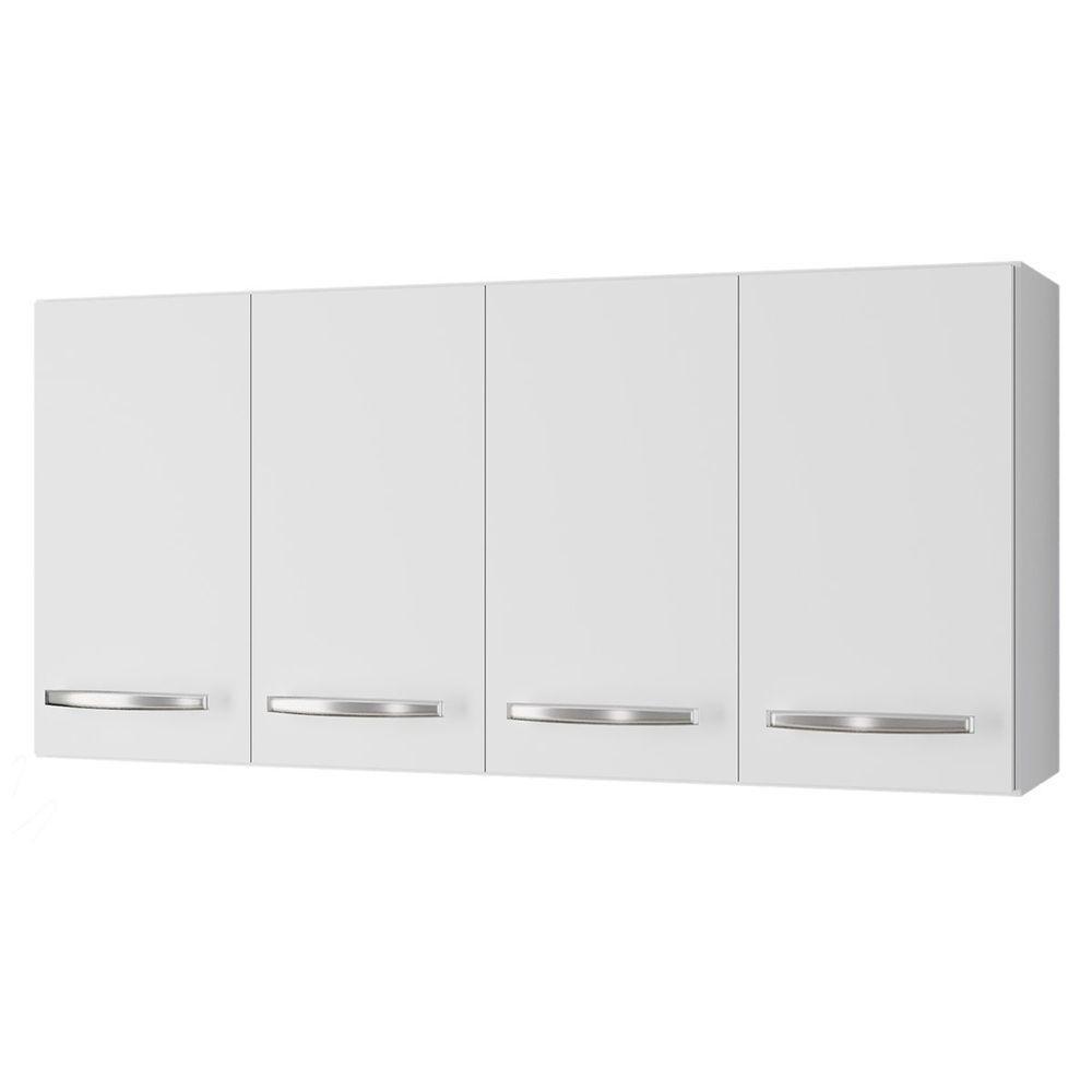 Balcão Multiuso 3 Portas E Armário Aéreo 4 Portas Luni Branco - 3