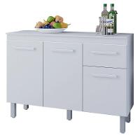 Balcão Cozinha 3 Portas E Armário Aéreo 2 Portas Maia Branco - 2