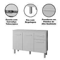Balcão Cozinha 3 Portas E Armário Aéreo 2 Portas Maia Branco
