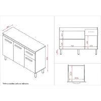 Balcão Cozinha 3 Portas E Armário Aéreo 2 Portas Maia Branco - 6
