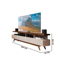 Rack Aparador 3 Gavetas Para Tv Até 70″ Com Pés De Madeira - Wood Off White/freijo - 3
